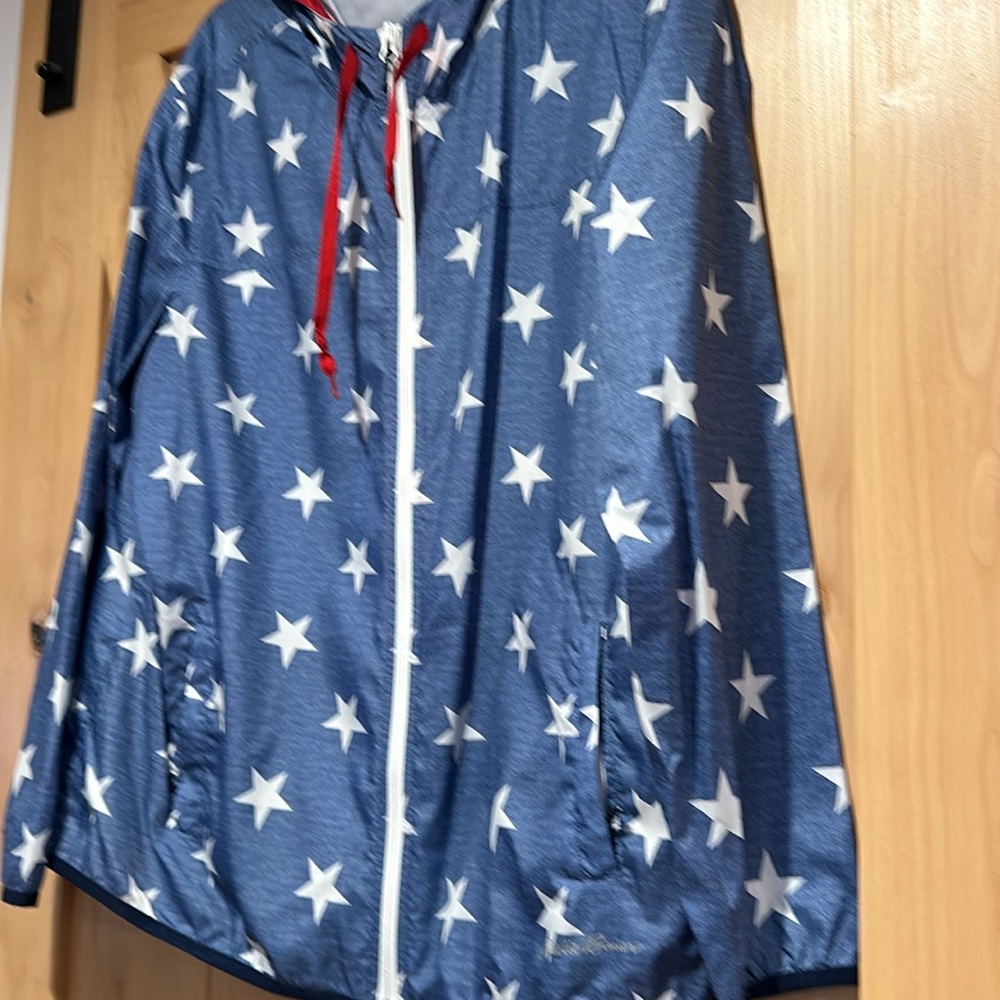 Eddie Bauer Womens Star Windbreaker Hoodie Jacket with Red Accents - Picture 3 of 5
